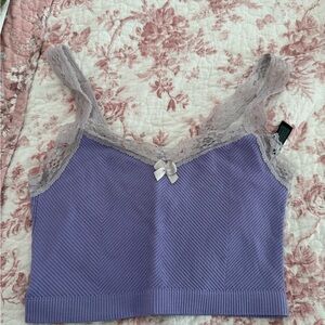 NWOT! Purple Lace Trim Crop Top